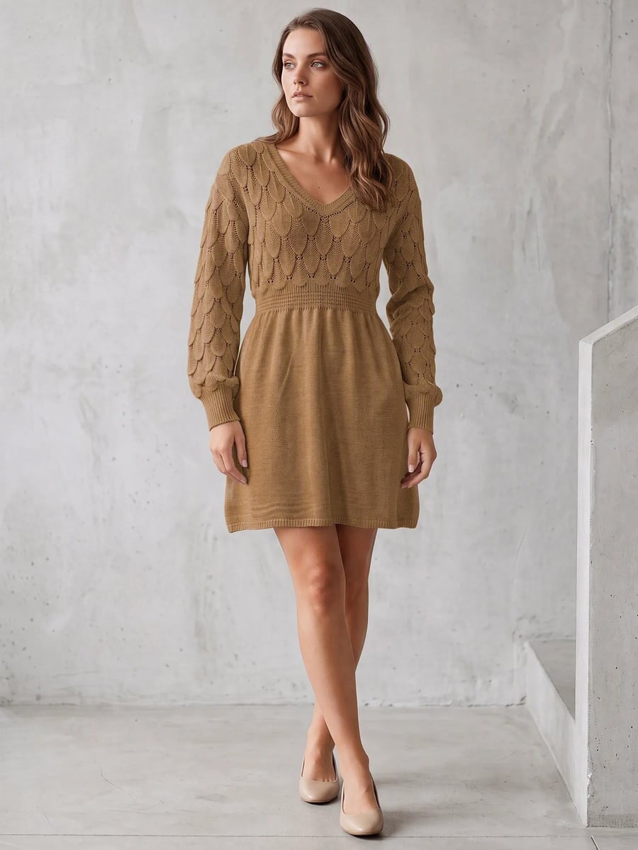 Full-length front view in camel