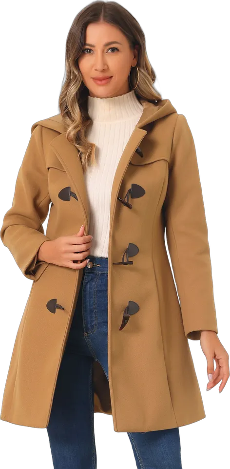 Hooded toggle duffle coat