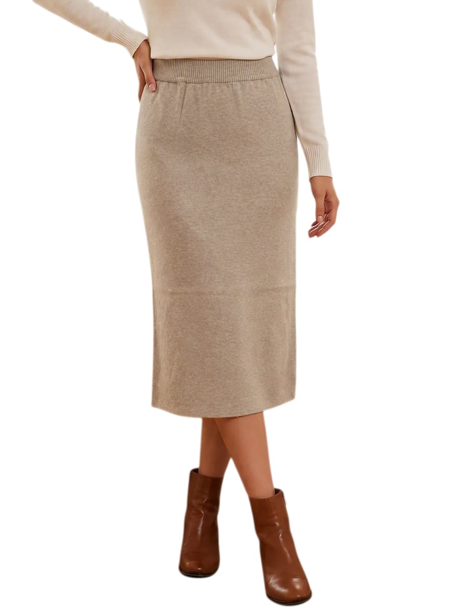 Front view in light camel with ankle boots
