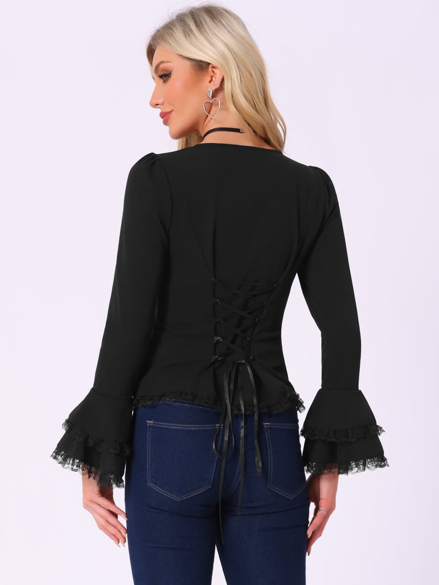 Back view in black showing the lacing
