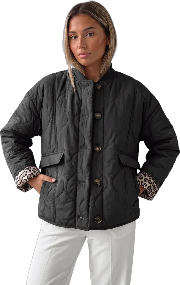 Leopard-lined quilted jacket