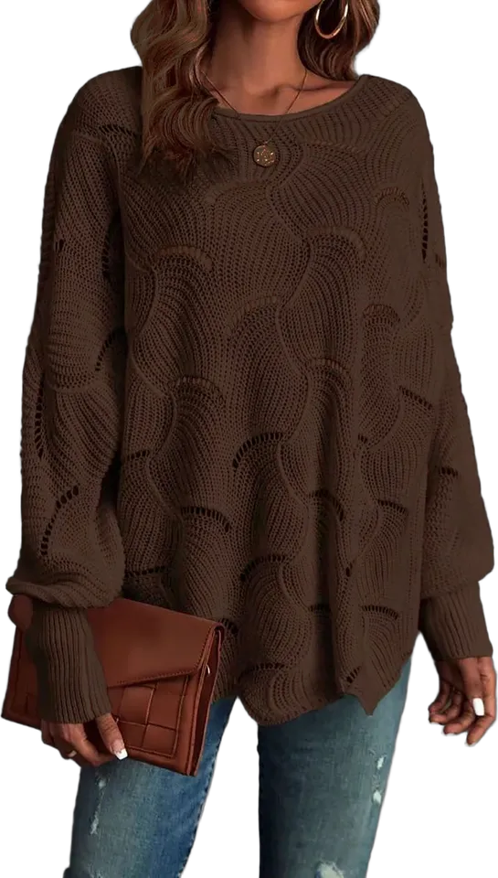 Lightweight oversized wave knit sweater
