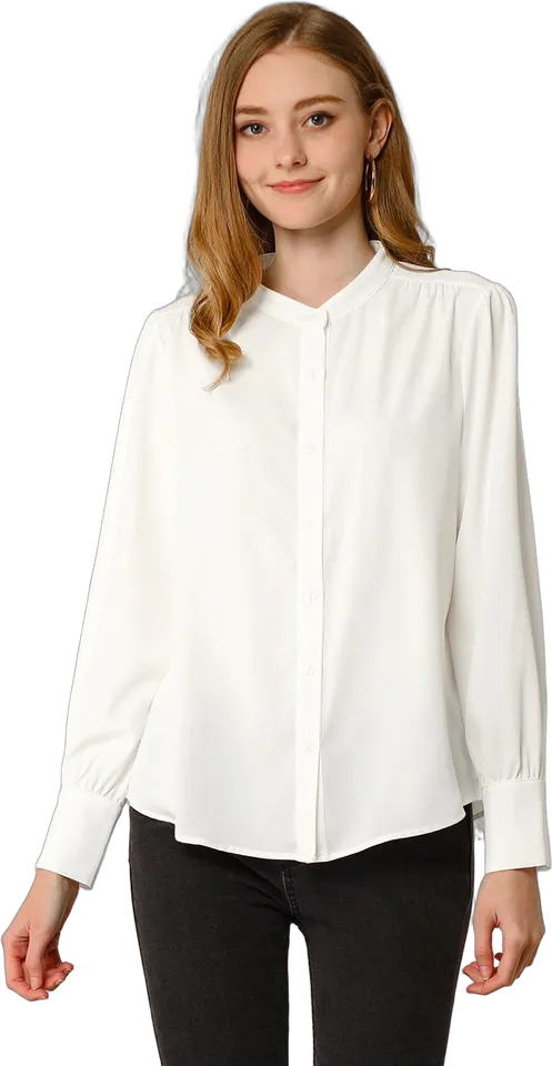 Mandarin collar button-down office shirt