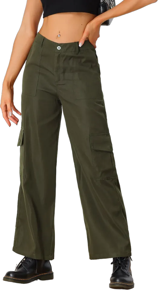 Pantalón cargo de pierna ancha y tiro medio