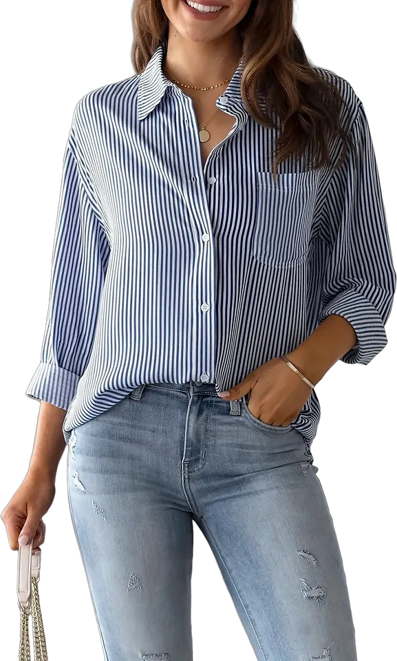 Mixed stripe button-down shirt