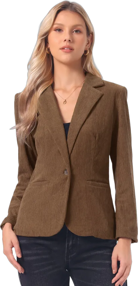 Notch lapel one-button corduroy blazer