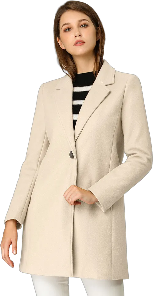 One-button notched lapel long coat