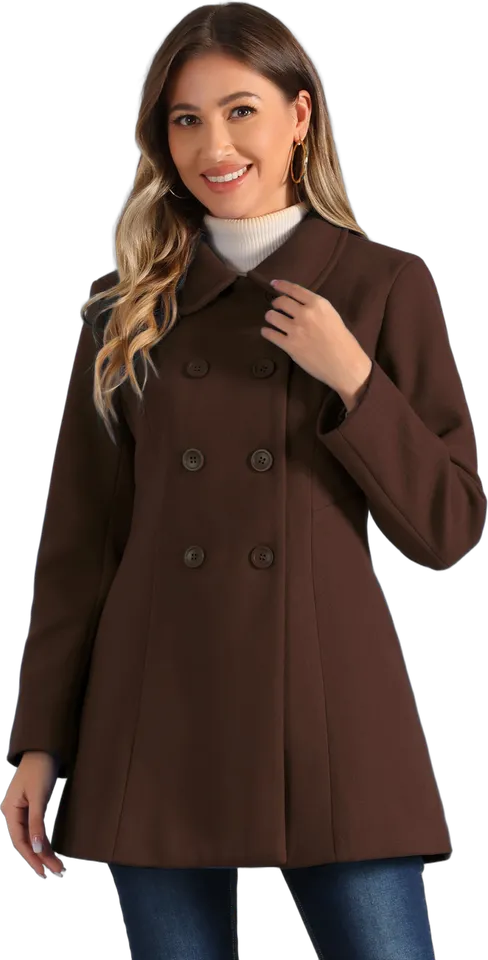 Peter Pan collar double-breasted pea coat