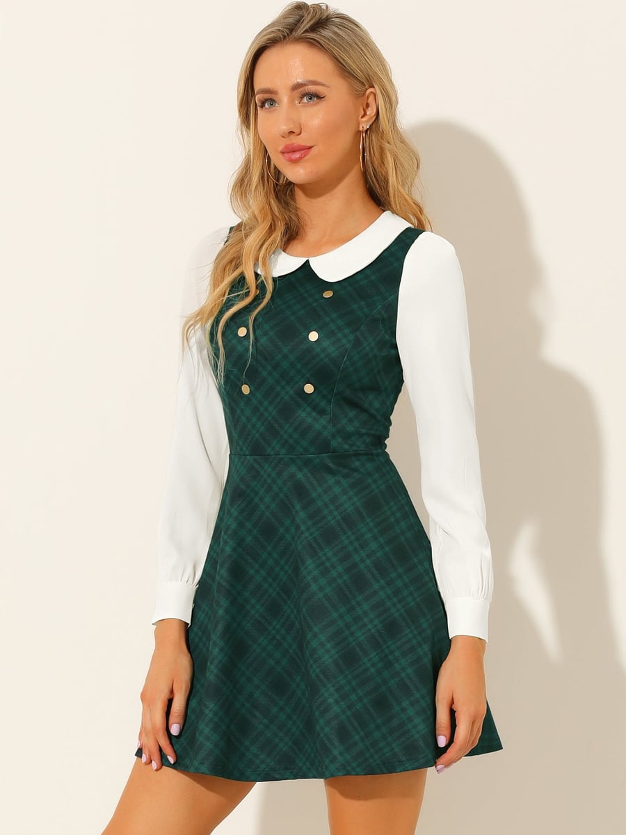 Front view in green plaid