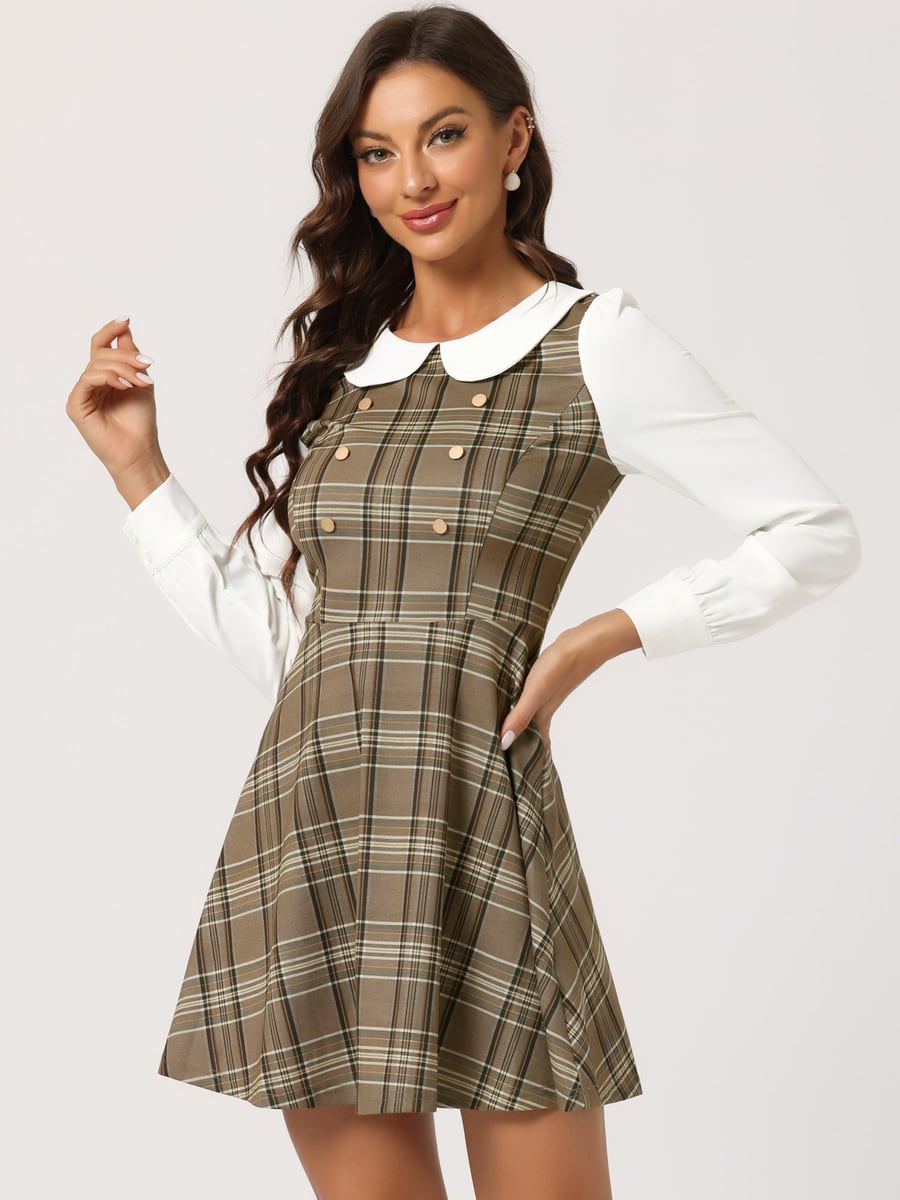Front view in brown plaid