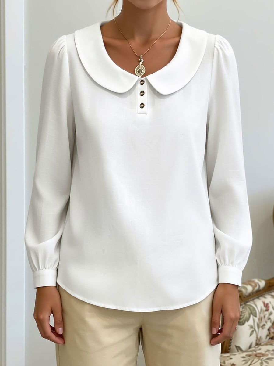 Front view showing the puff shoulders