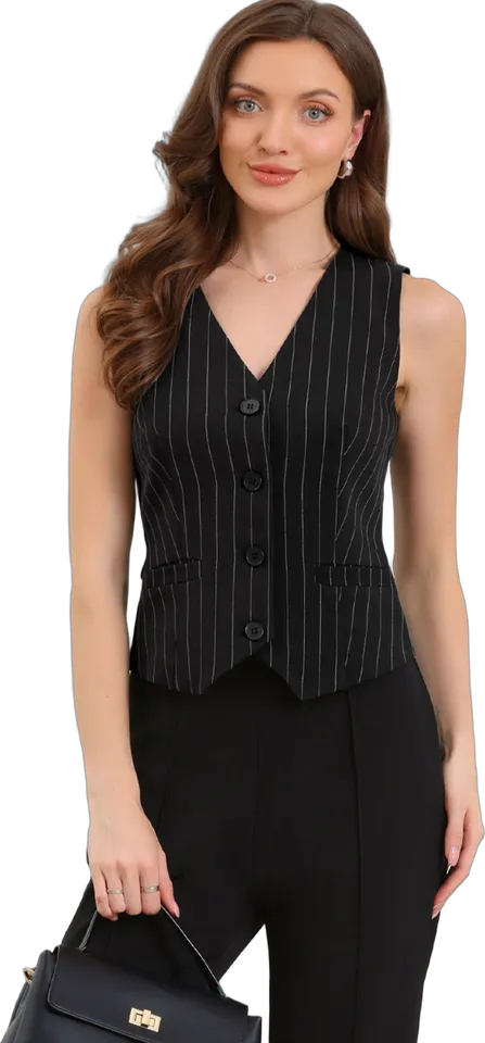 Pinstripe V-neck waistcoat