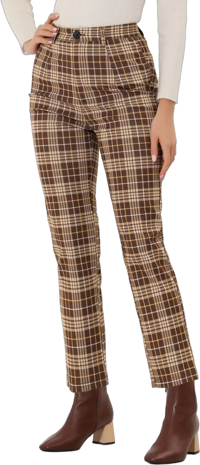 Pantalón recto tobillero de cuadros