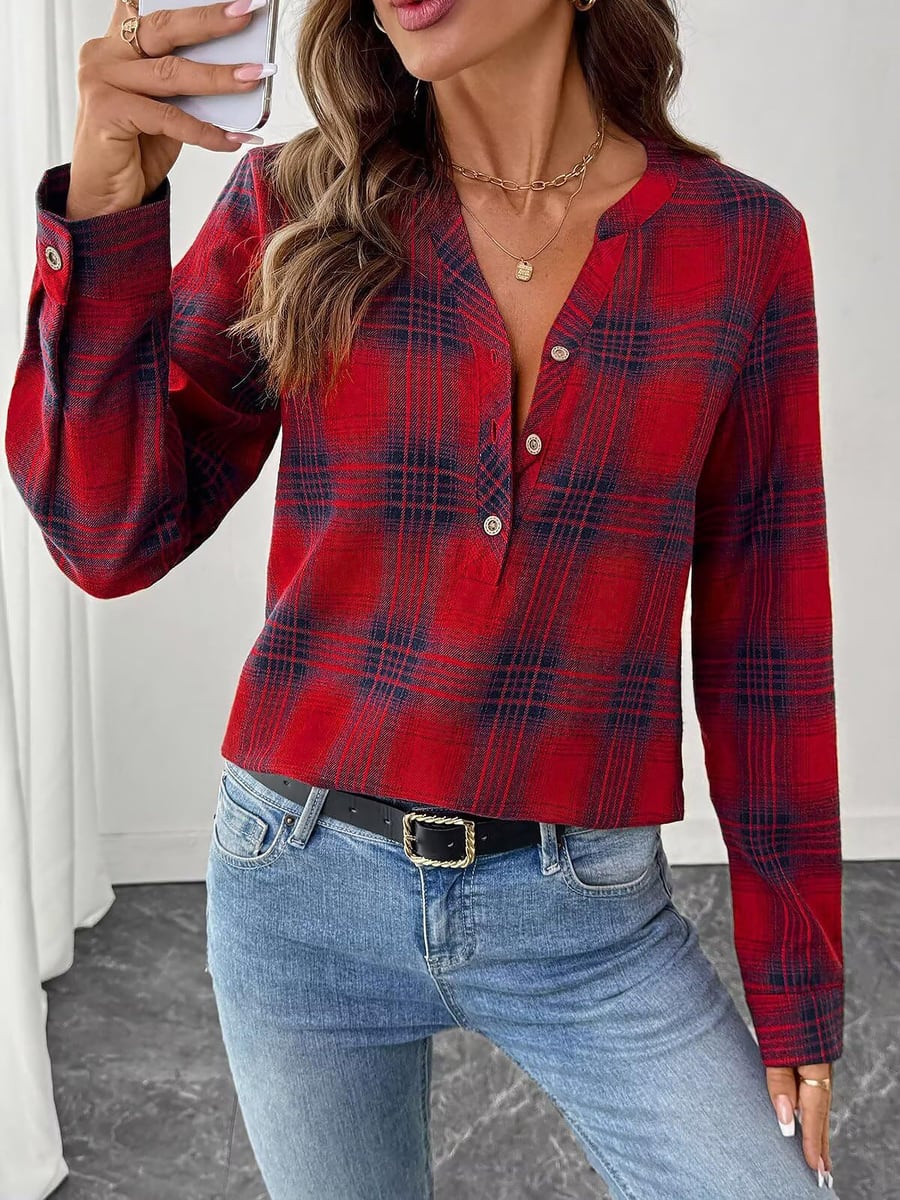 Tucked into belted jeans