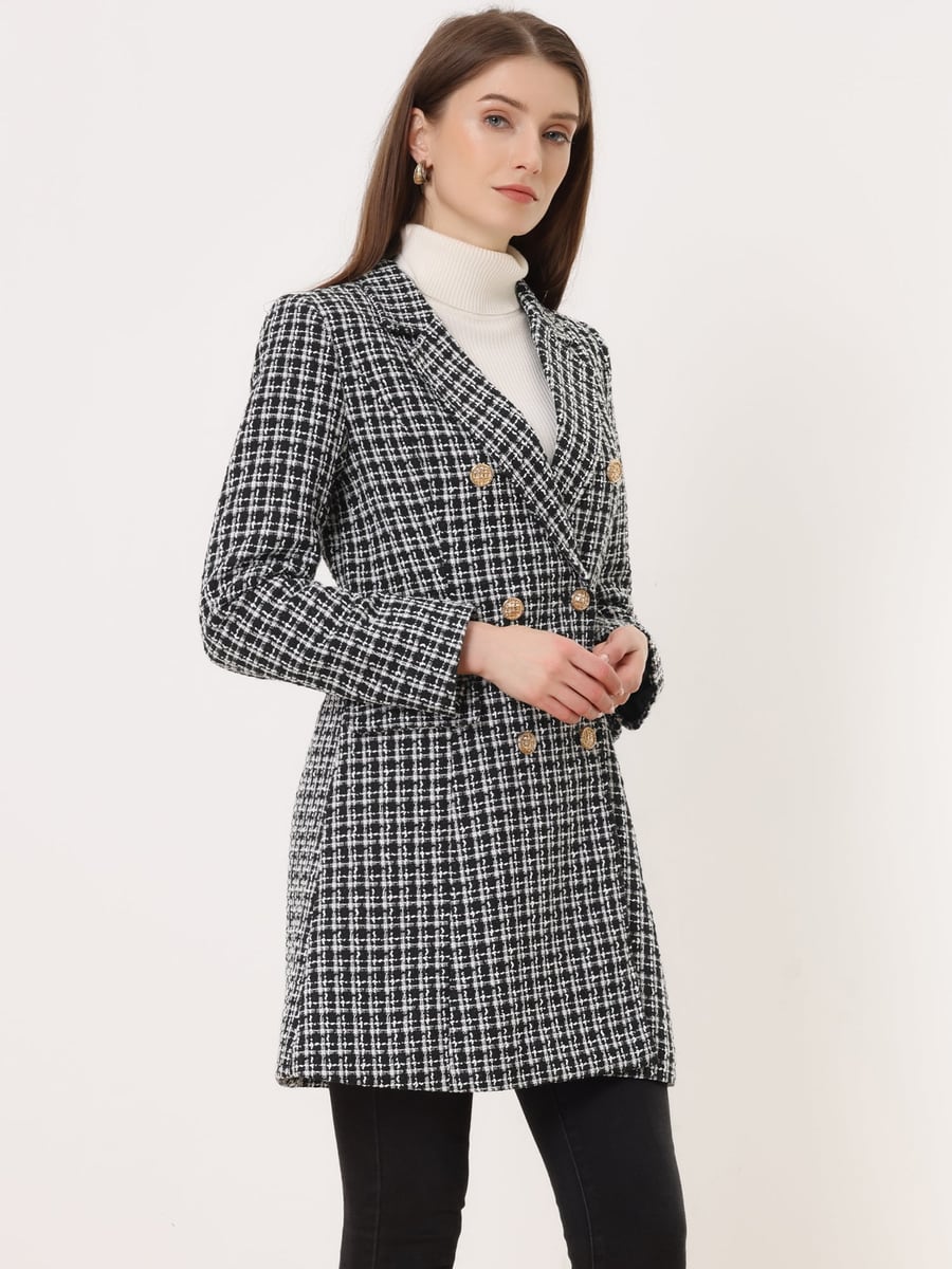 Front view in black plaid