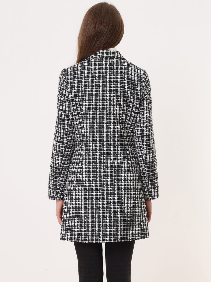 Back view in black plaid