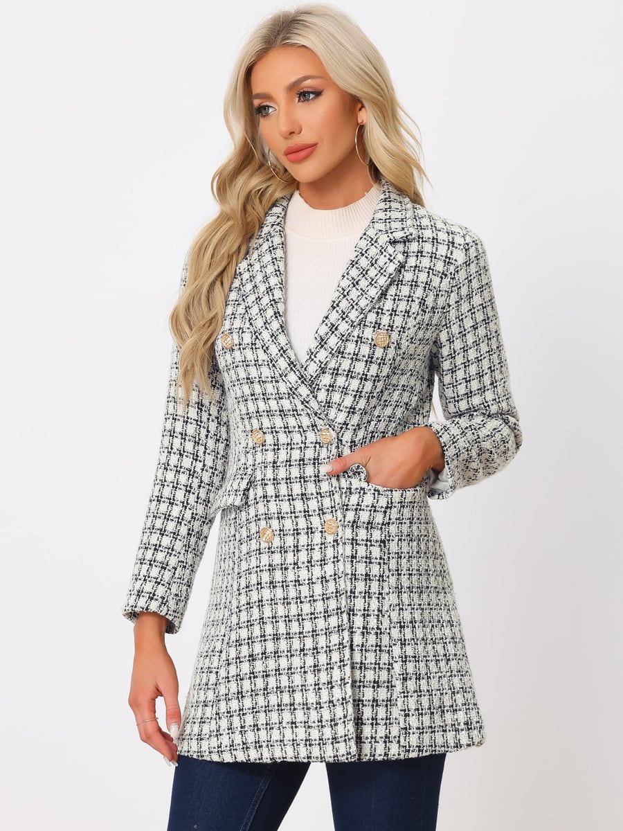 Front view in white plaid