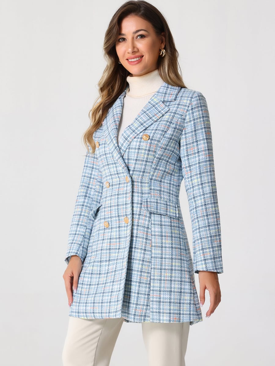 Front view in blue plaid