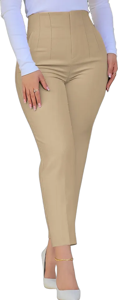 Pantalón recto de tiro alto con pinzas