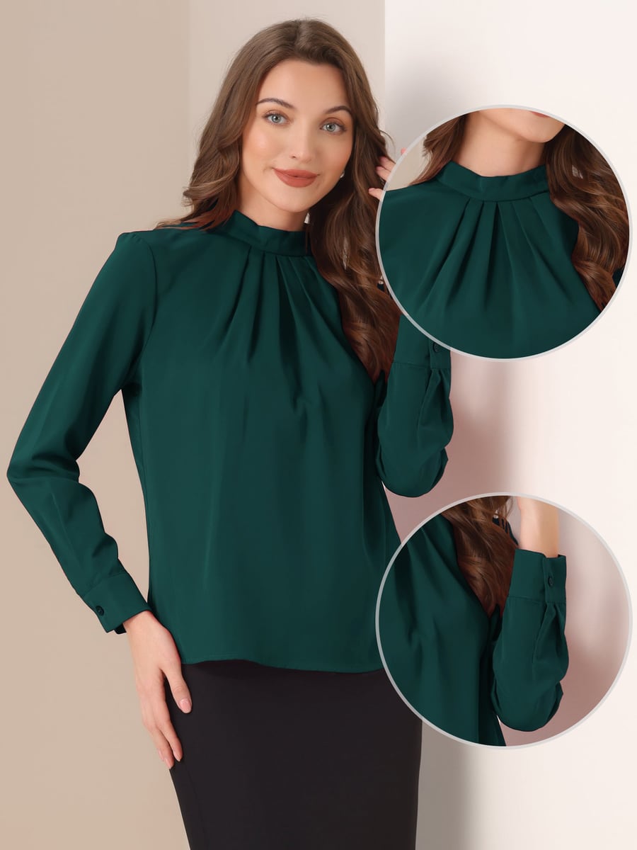 With close-ups of the neck pleats and cuff