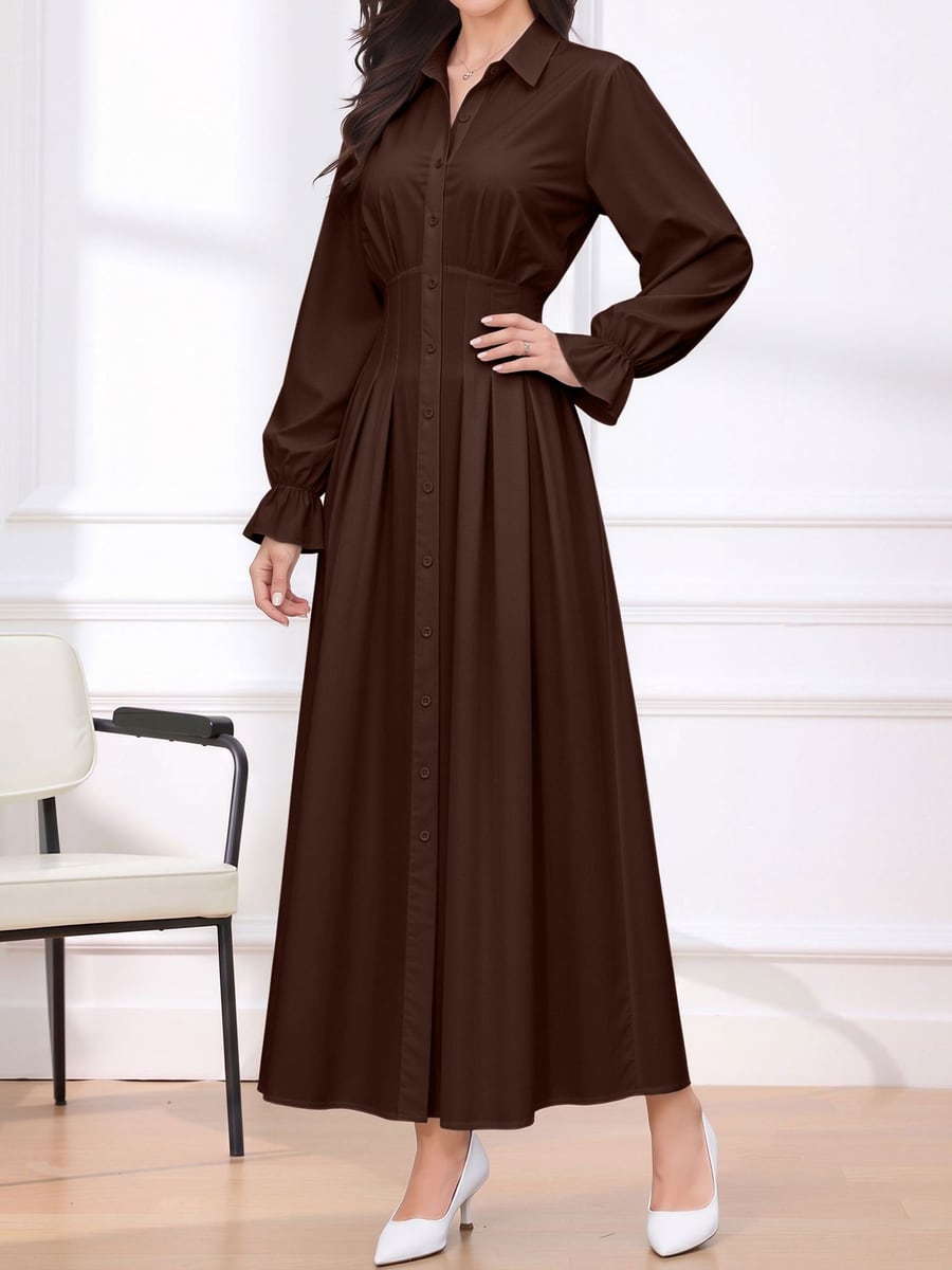 Full length front, brown dress