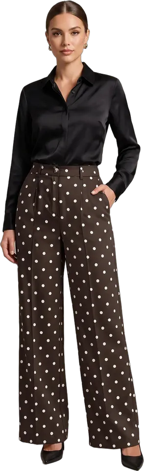 Pantalón de talle alto de lunares
