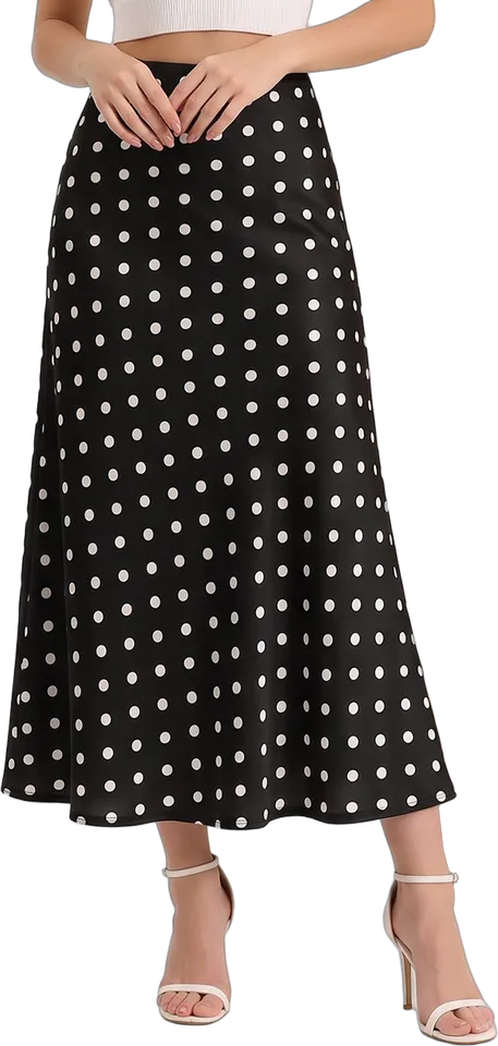 Falda midi sirena de lunares