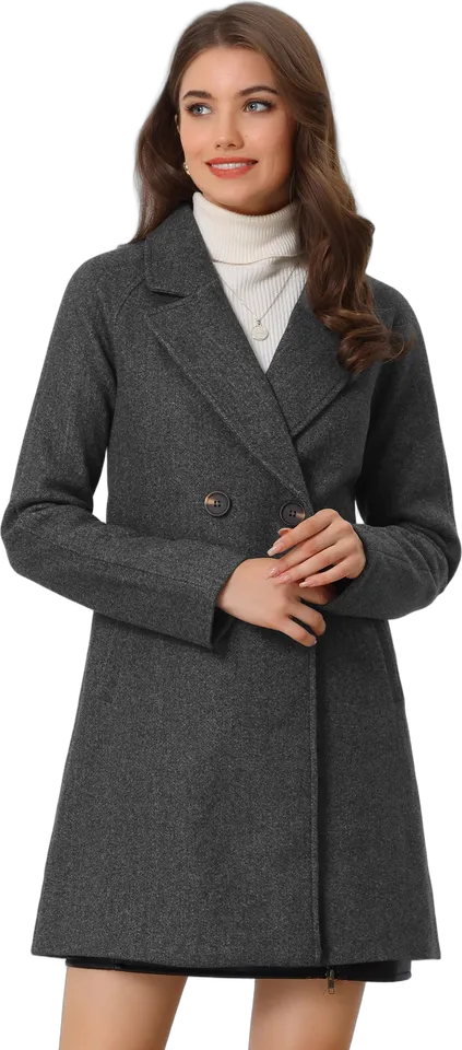Raglan sleeve double-breasted overcoat