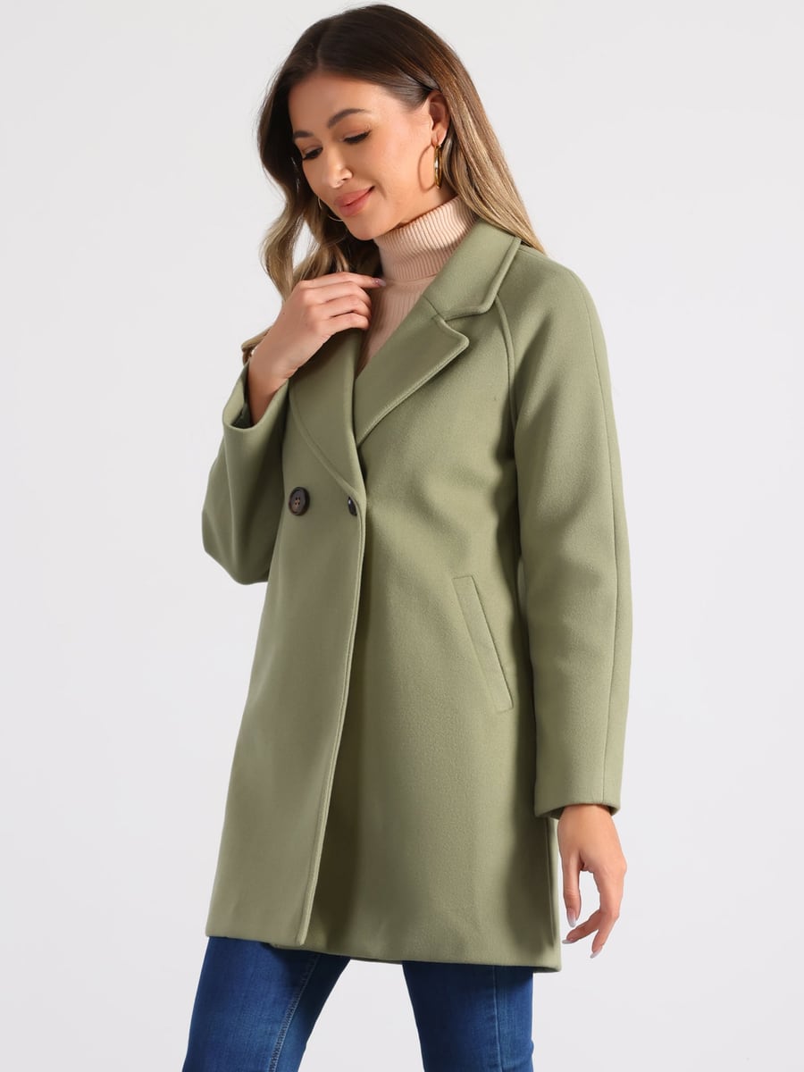 Wearing the light green coat