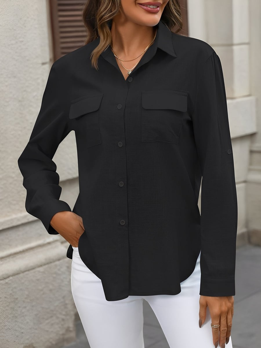 Front view with the sleeves down