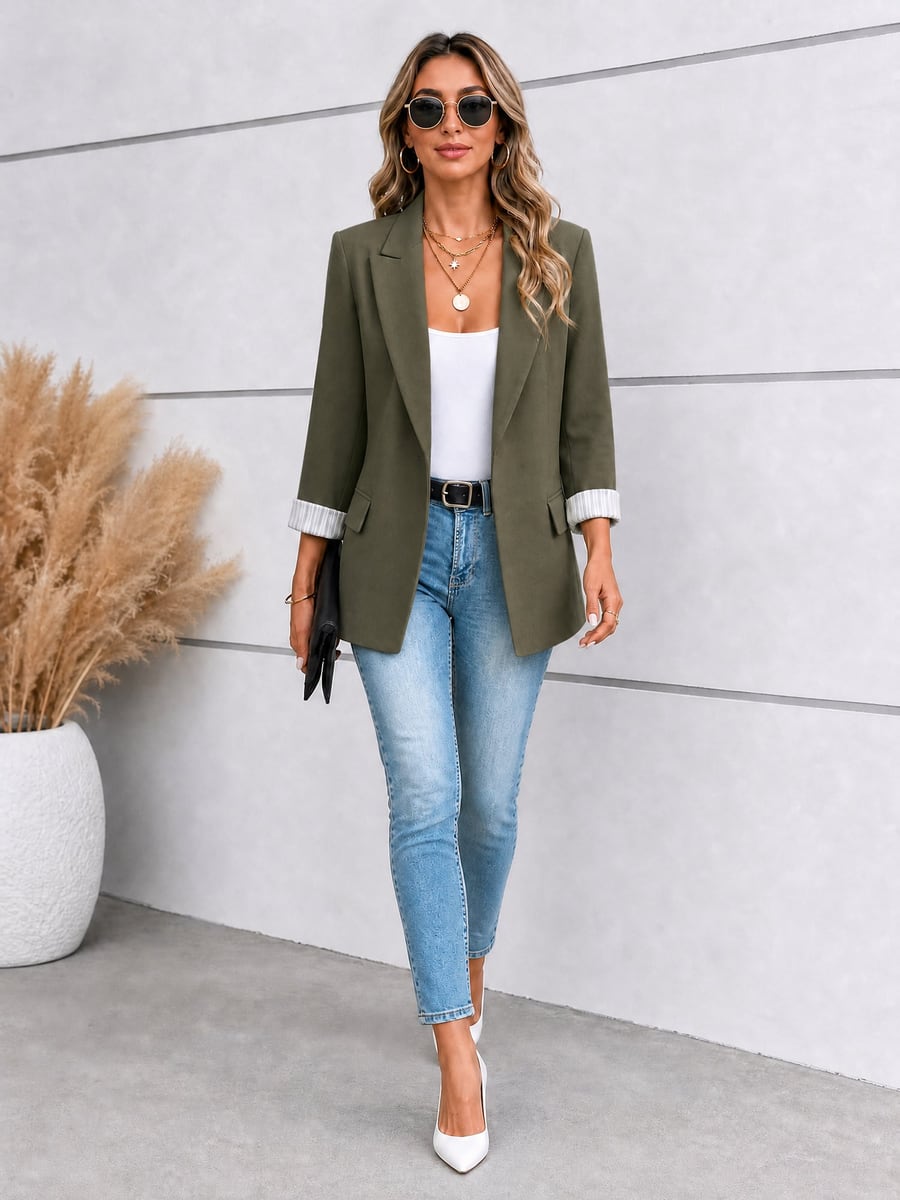 Full length in army green
