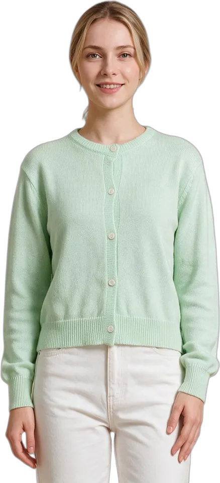 Round neck button cardigan