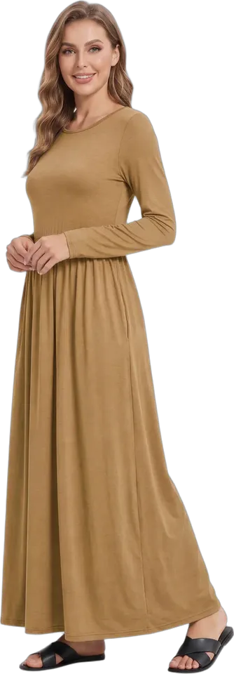 Round neck pocket maxi dress
