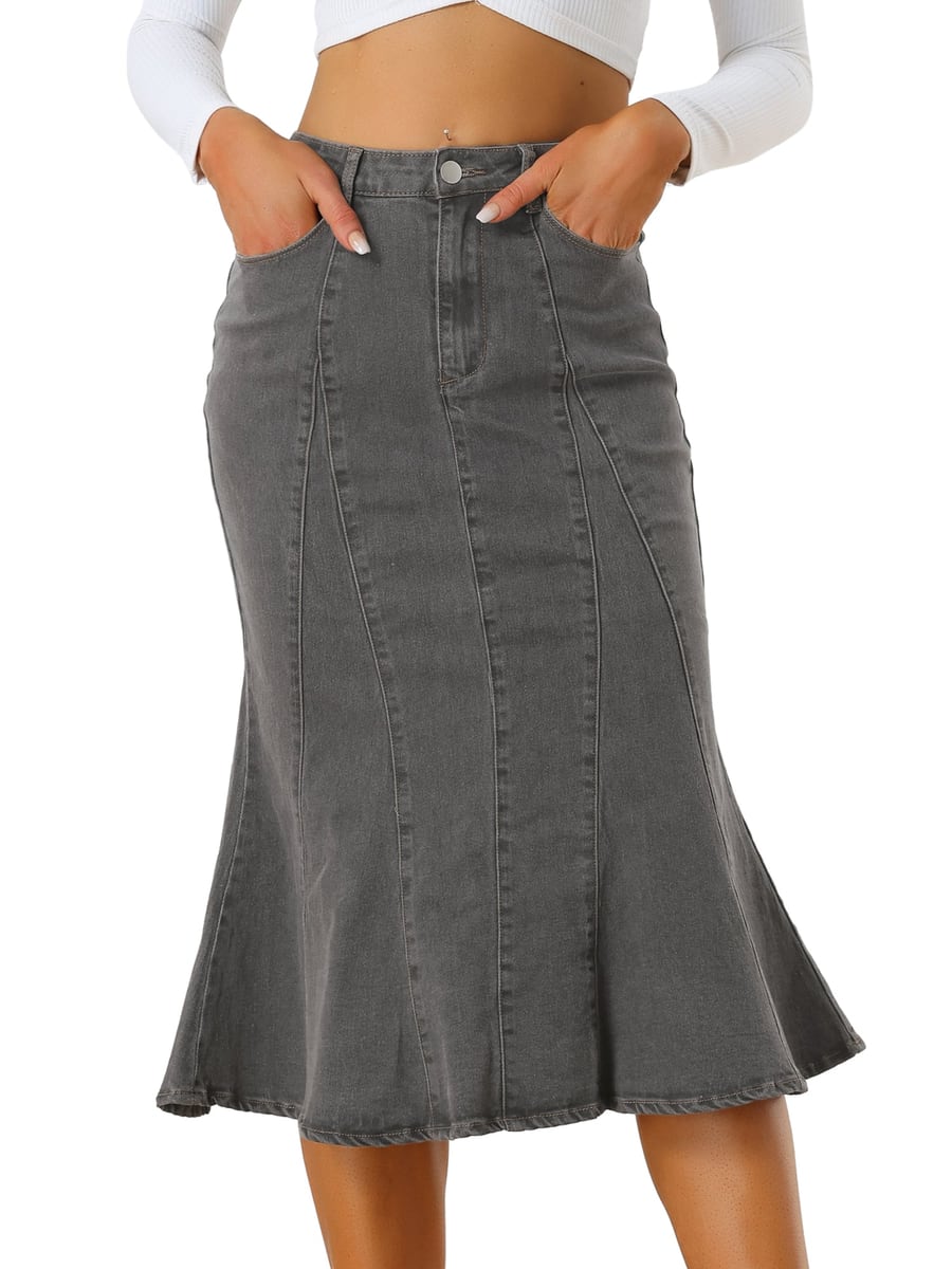 Front view showing the pockets and ruffle