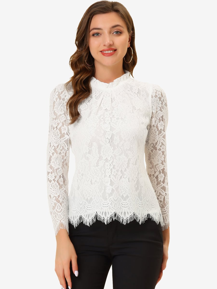 Front view in white lace