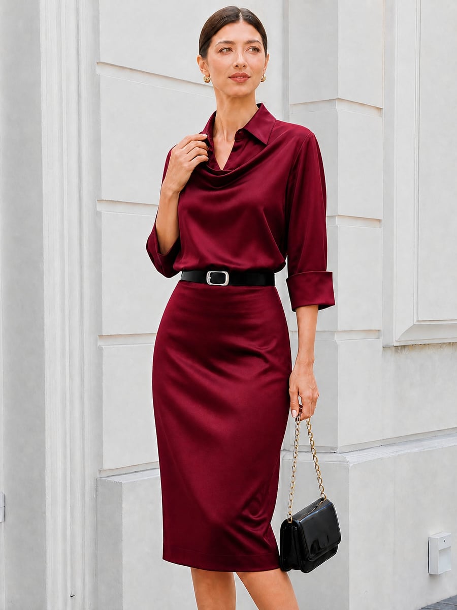 Front view in burgundy