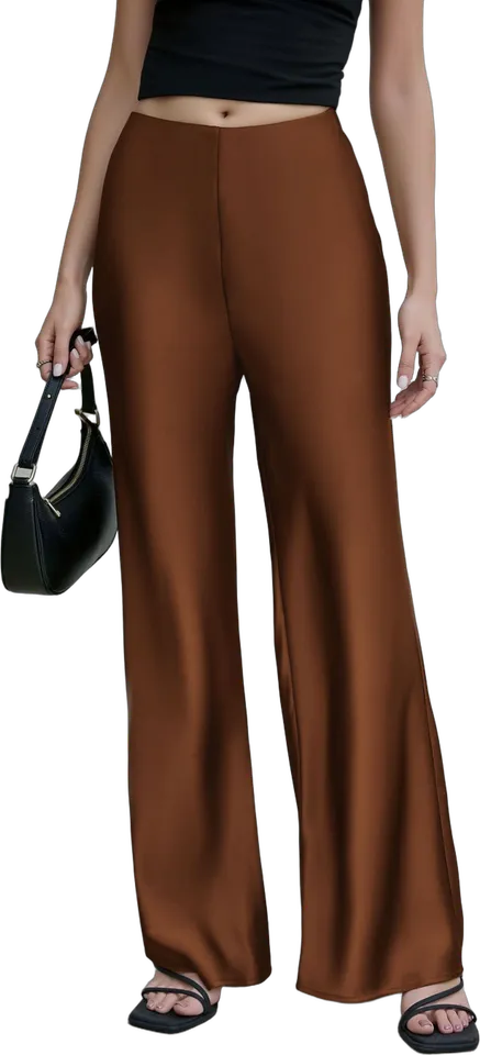 Pantalón recto de satén
