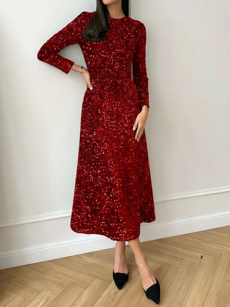 Full-length front view in red
