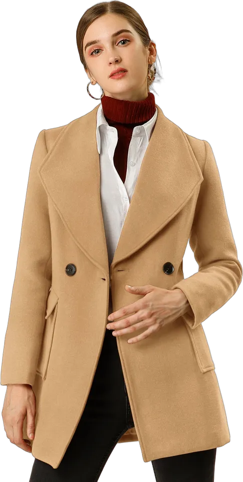 Shawl collar belted double-breasted coat