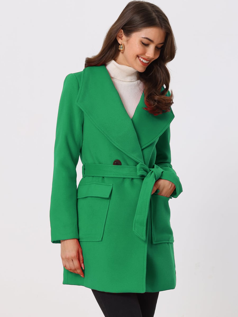 Front view in green, belted