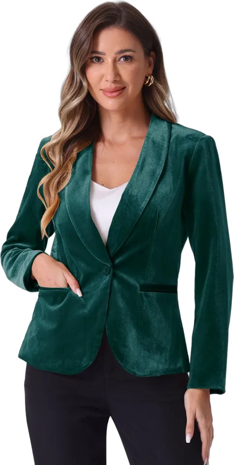 Shawl collar velvet blazer