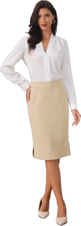 Falda lápiz de tiro alto con abertura