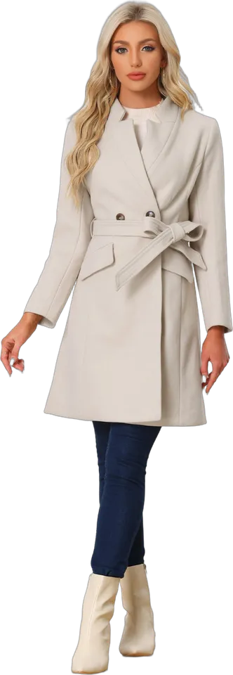 Stand collar belted winter coat