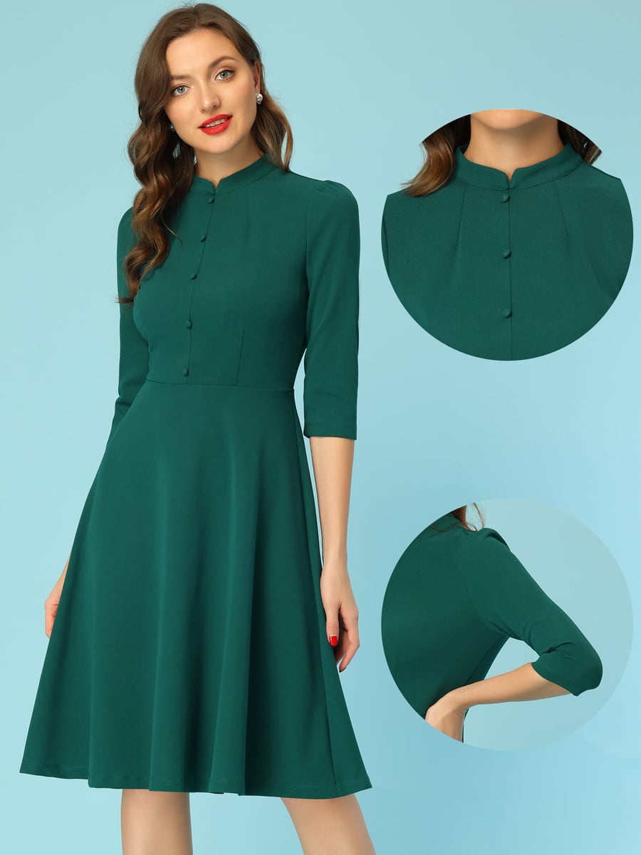 Dark green with collar and sleeve close-ups