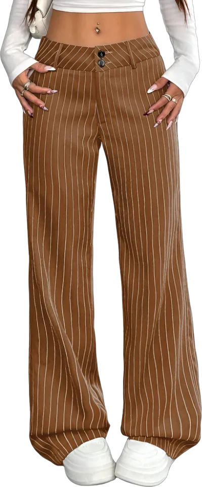 Pantalón recto de rayas de tiro medio