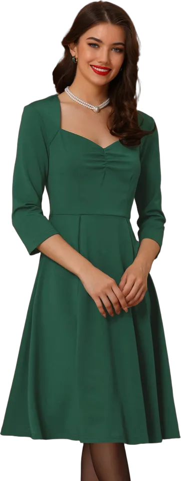 Sweetheart neck fit and flare dress