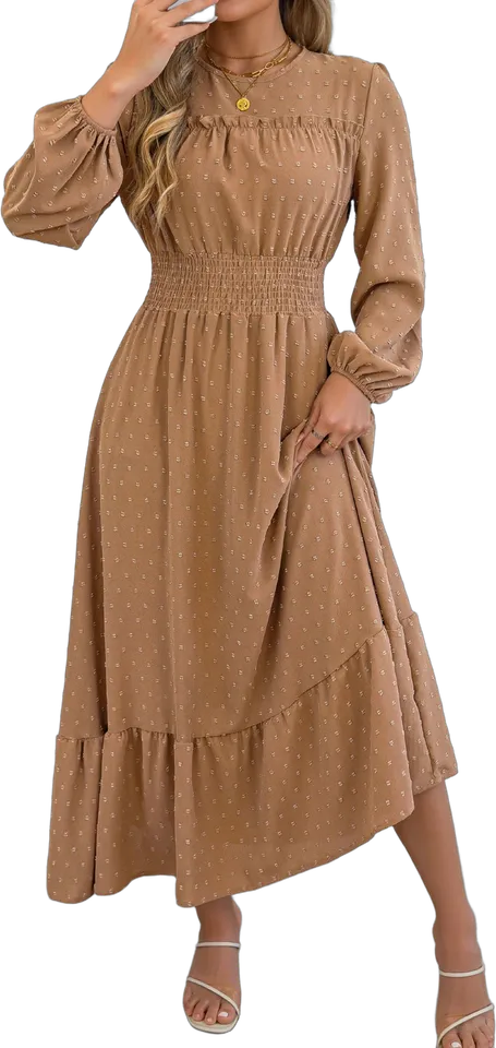 Swiss dot tiered midi dress