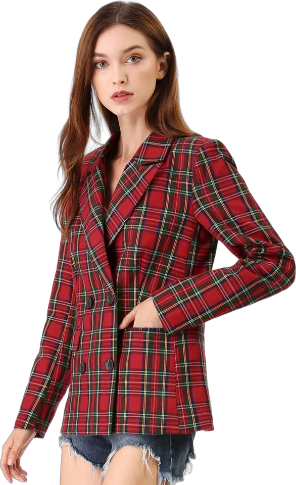 Tartan double-breasted blazer