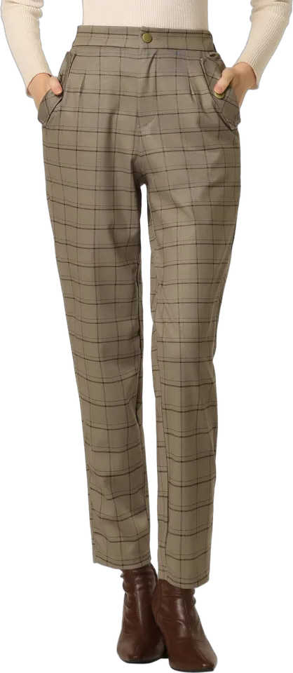 Pantalón recto de cuadros tartán