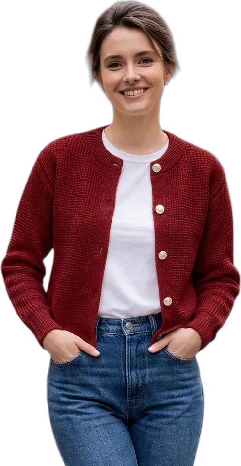 Textured knit cropped cardigan